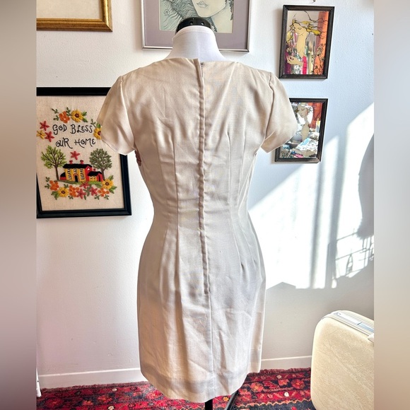 1960s Cream & Rust Embroidered Dress Matching Jacket Set – Mod Two-Piece - Picture 11 of 11